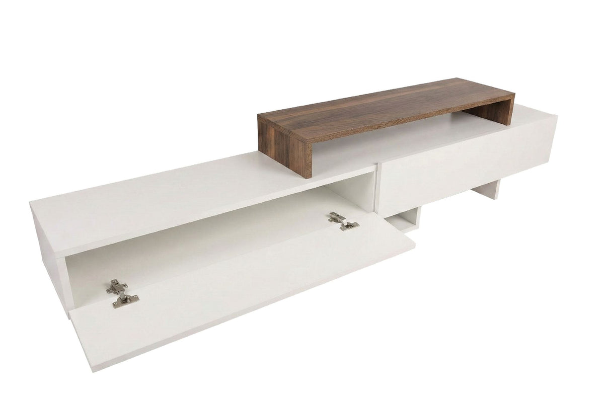 Σύνθεση Τηλεόρασης Papafragas Λευκό - Teak 180x29.5x41.7 εκ. Μελαμίνης