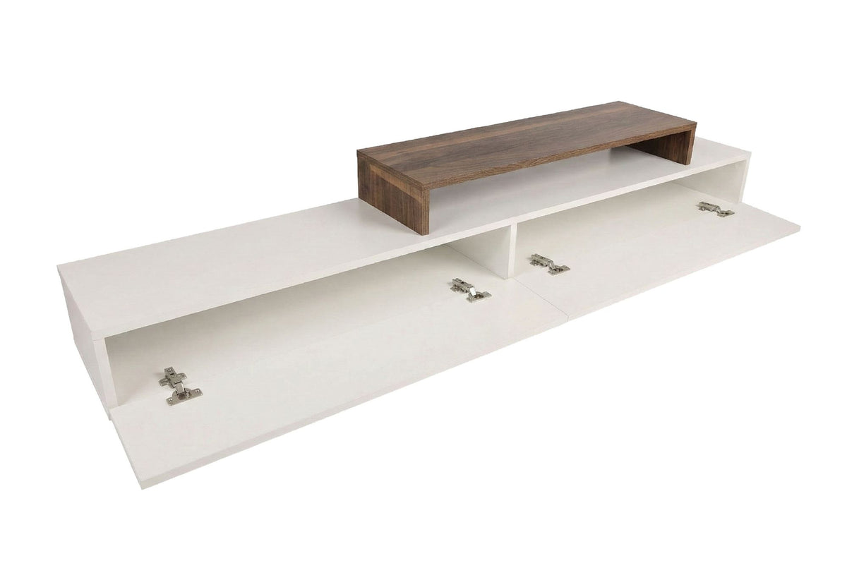 Σύνθεση Τηλεόρασης Papafragas Λευκό - Teak 180x29.5x41.7 εκ. Μελαμίνης