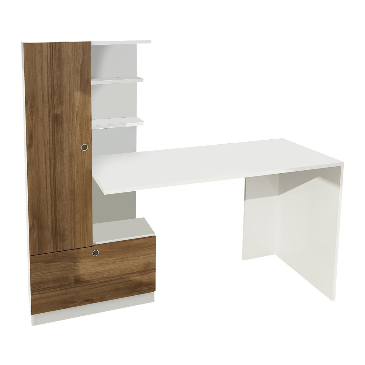 Γραφείο Kapesovo Με Ράφια Λευκό - Καρυδί 149.5x61.8x120 εκ. Μελαμίνης