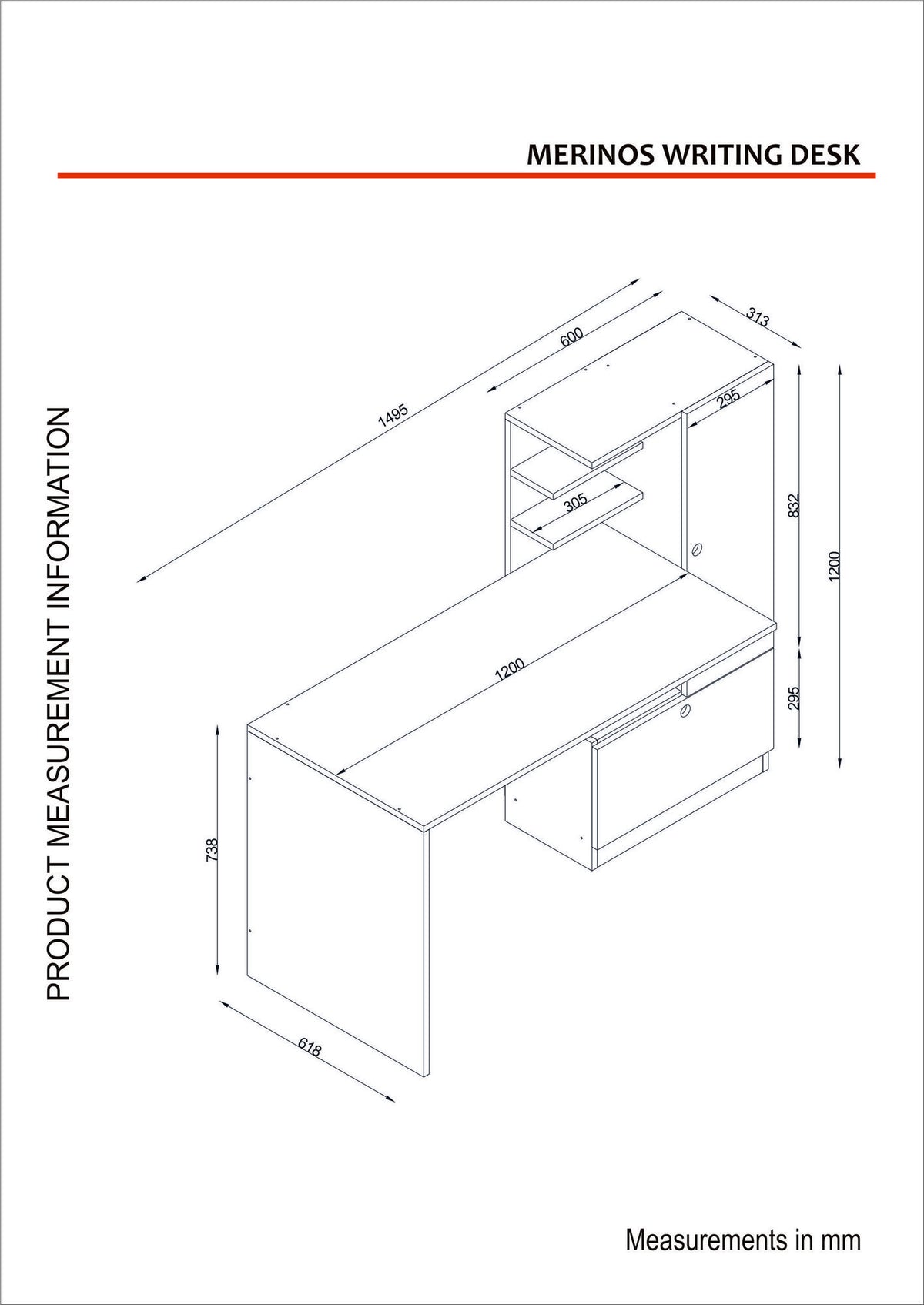 Γραφείο Chionades Με Ράφια Λευκό 149.5x61.8x120 εκ. Μελαμίνης - Pakobazaar