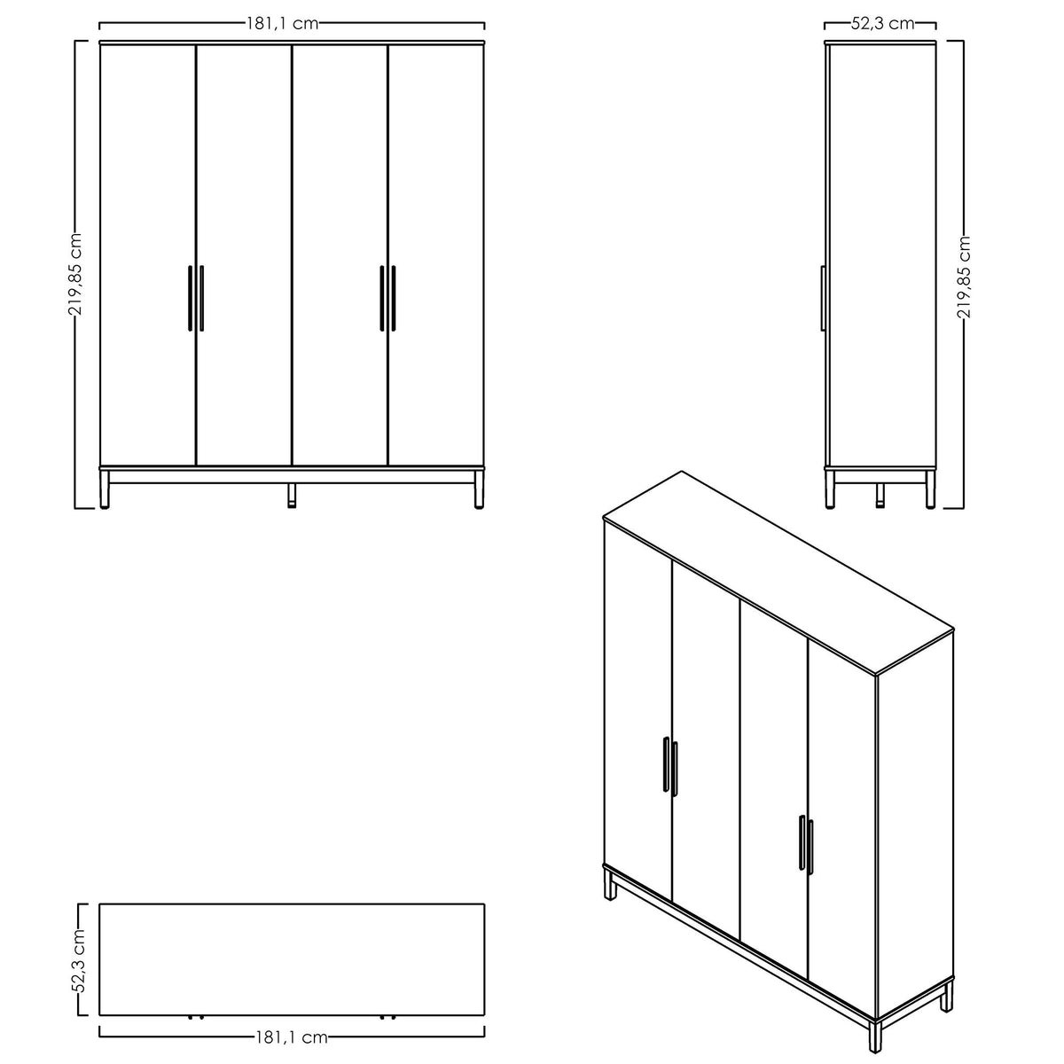 Ντουλάπα Alfios Ξύλο - Λευκό - Δρυς 181.1x52.3x219.85 εκ. Μελαμίνης