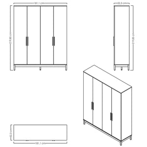 Ντουλάπα Alfios Ξύλο - Λευκό - Δρυς 181.1x52.3x219.85 εκ. Μελαμίνης