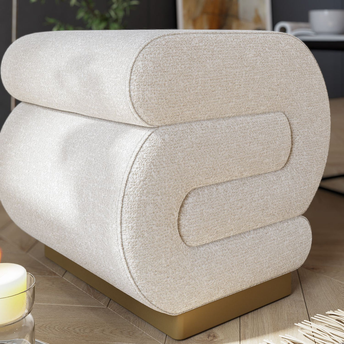 Πουφ Agarathos Κρεμ 40x42x42 εκ.