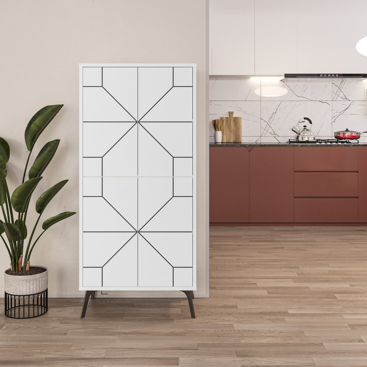 Στήλη Αποθήκευσης Antiparos Με Soft-Close Λευκό 62.6x35.6x136 εκ. Μελαμίνης - Pakobazaar