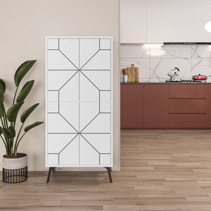 Στήλη Αποθήκευσης Antiparos Με Soft-Close Λευκό 62.6x35.6x136 εκ. Μελαμίνης - Pakobazaar