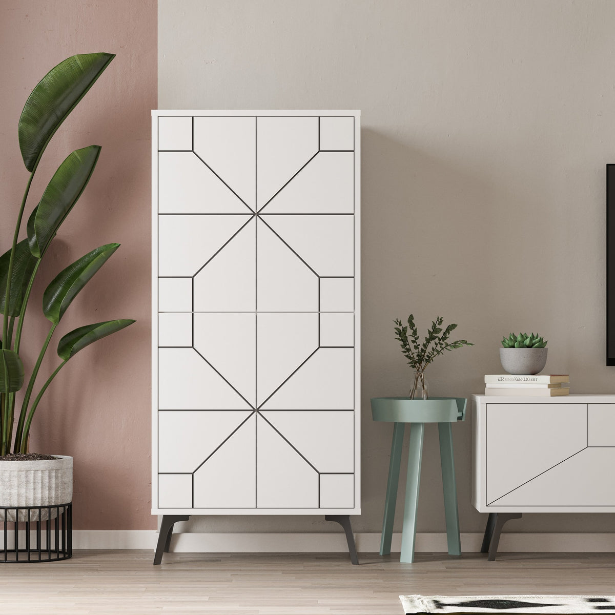 Στήλη Αποθήκευσης Antiparos Με Soft-Close Λευκό 62.6x35.6x136 εκ. Μελαμίνης - Pakobazaar