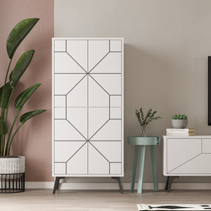 Στήλη Αποθήκευσης Antiparos Με Soft-Close Λευκό 62.6x35.6x136 εκ. Μελαμίνης - Pakobazaar
