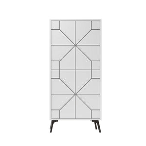 Στήλη Αποθήκευσης Antiparos Με Soft-Close Λευκό 62.6x35.6x136 εκ. Μελαμίνης - Pakobazaar
