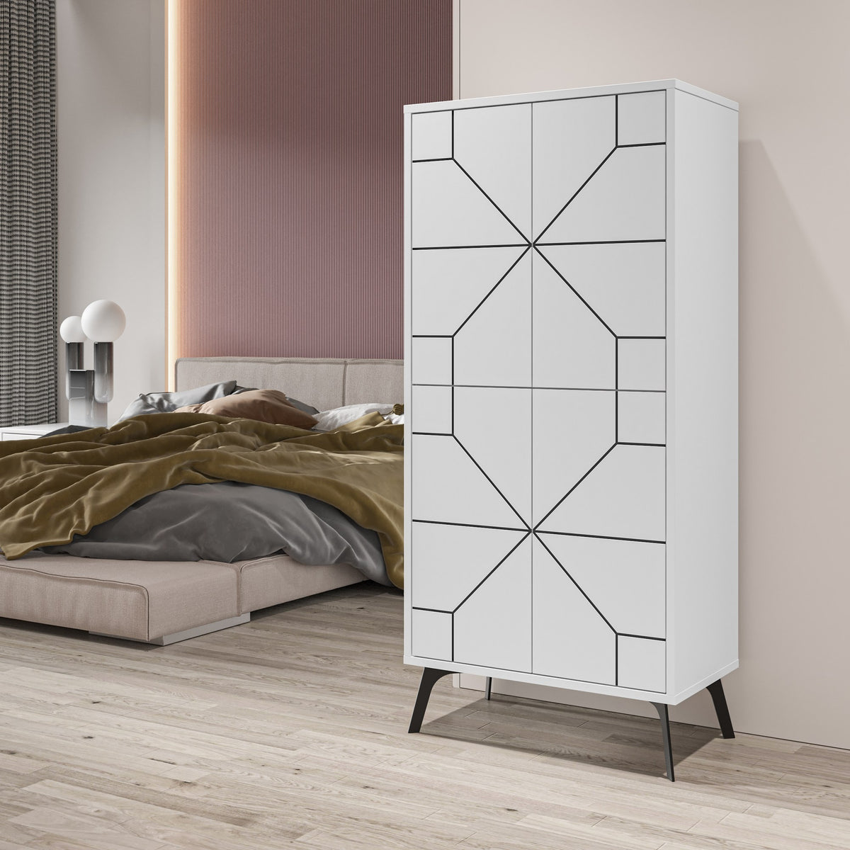 Στήλη Αποθήκευσης Antiparos Με Soft-Close Λευκό 62.6x35.6x136 εκ. Μελαμίνης - Pakobazaar