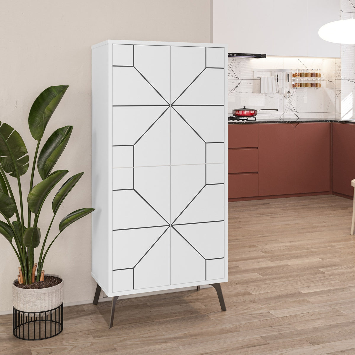 Στήλη Αποθήκευσης Antiparos Με Soft-Close Λευκό 62.6x35.6x136 εκ. Μελαμίνης - Pakobazaar