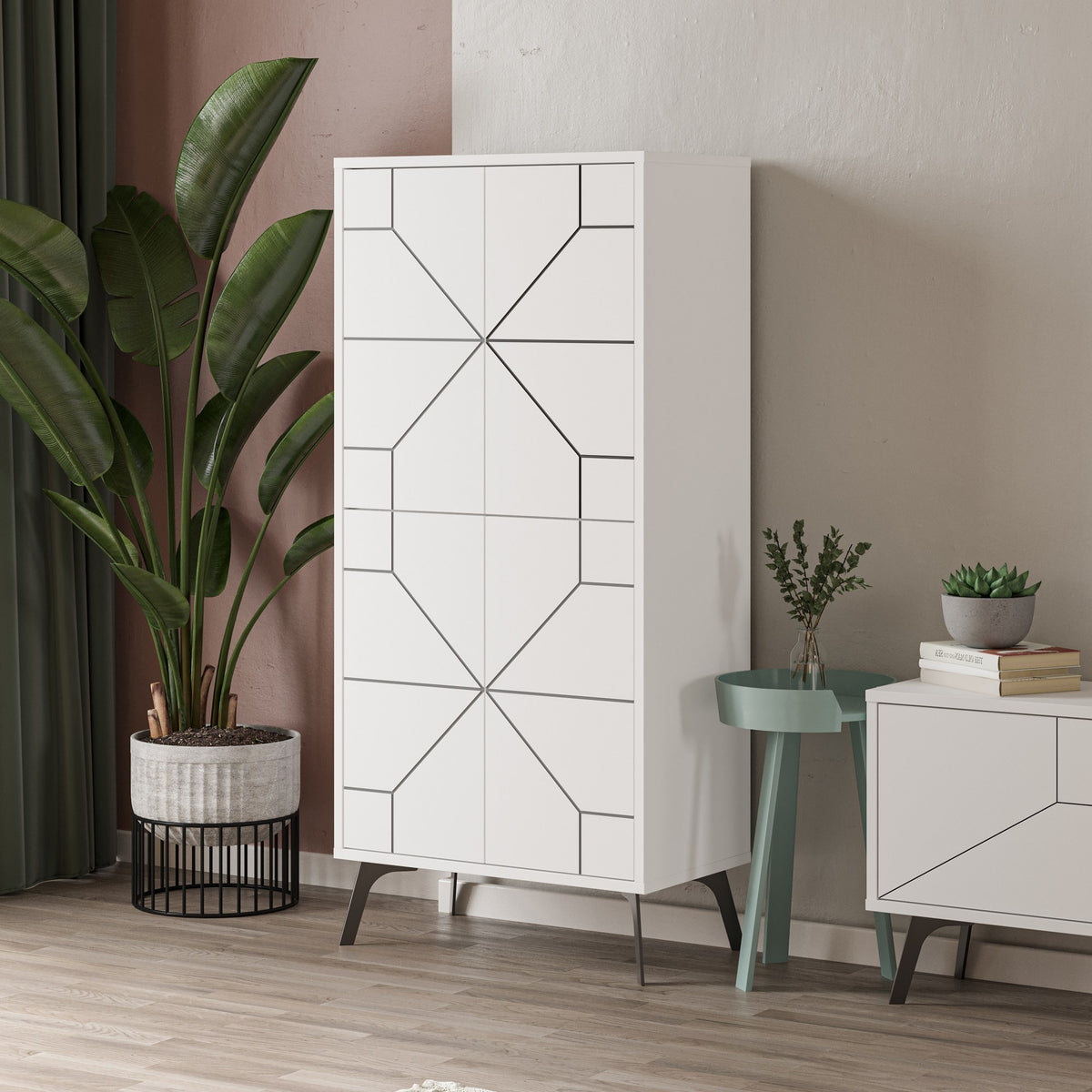 Στήλη Αποθήκευσης Antiparos Με Soft-Close Λευκό 62.6x35.6x136 εκ. Μελαμίνης - Pakobazaar