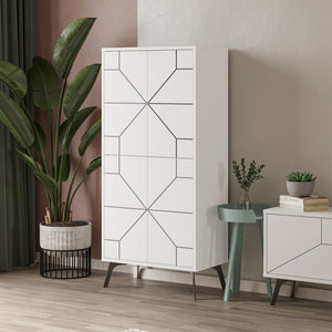 Στήλη Αποθήκευσης Antiparos Με Soft-Close Λευκό 62.6x35.6x136 εκ. Μελαμίνης - Pakobazaar