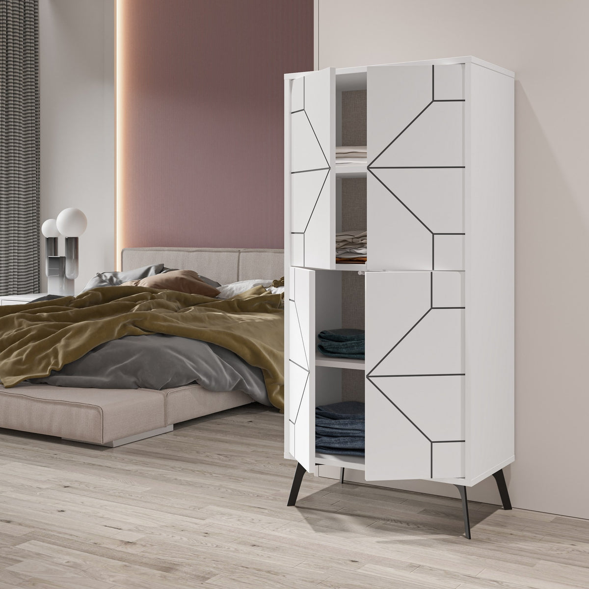 Στήλη Αποθήκευσης Antiparos Με Soft-Close Λευκό 62.6x35.6x136 εκ. Μελαμίνης - Pakobazaar
