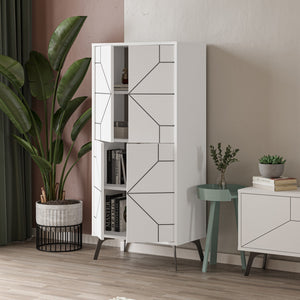 Στήλη Αποθήκευσης Antiparos Με Soft-Close Λευκό 62.6x35.6x136 εκ. Μελαμίνης - Pakobazaar