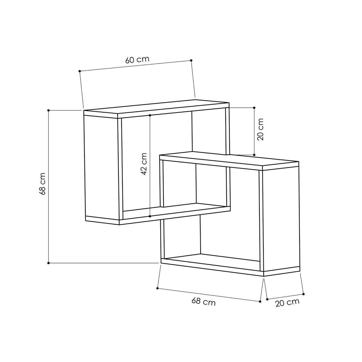 Ράφι Τοίχου Koilani Δρυς Sonoma 68x60x68 εκ. Μελαμίνης