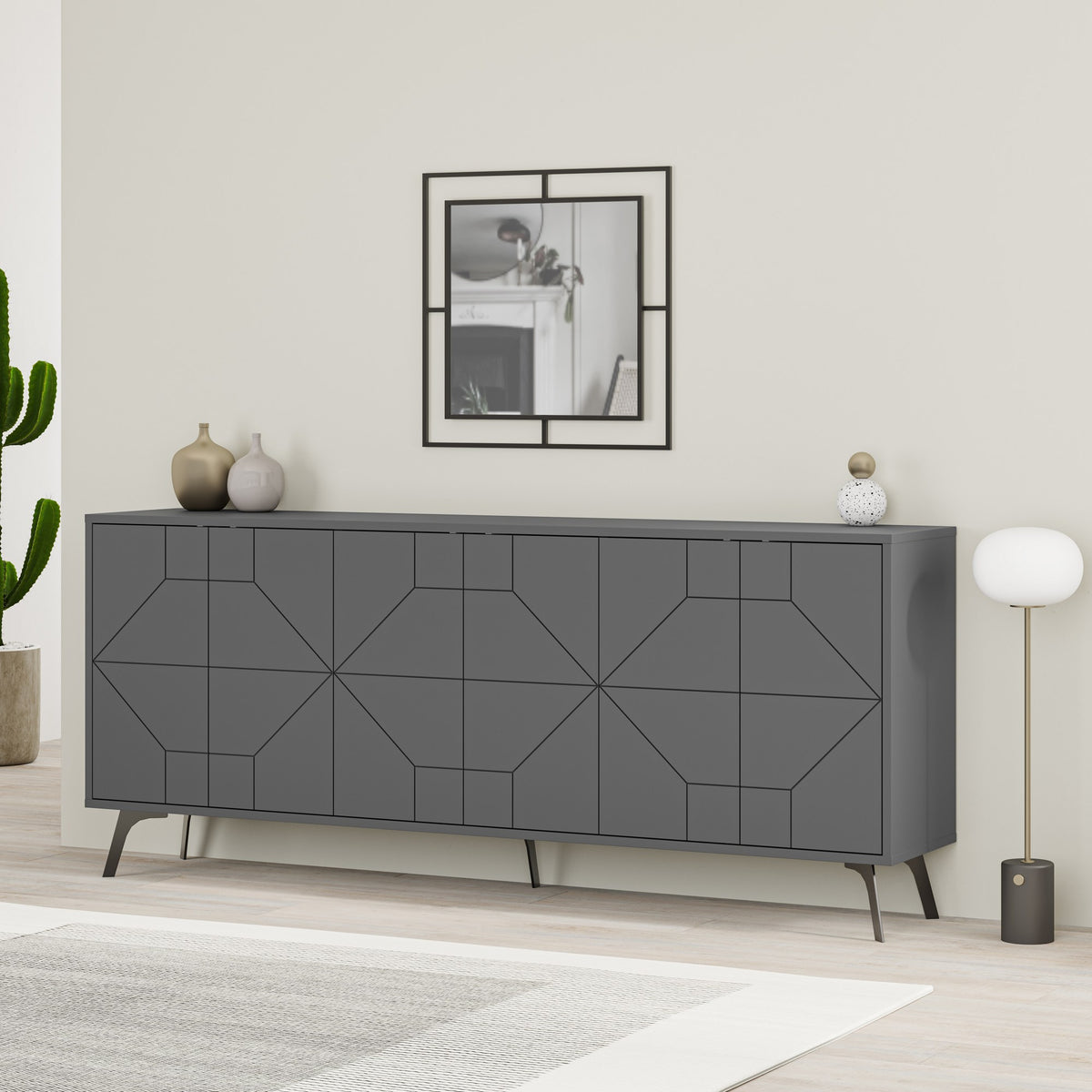 Κονσόλα Antiparos Με Soft-Close Ανθρακί 183.8x35x77.4 εκ. Μελαμίνης