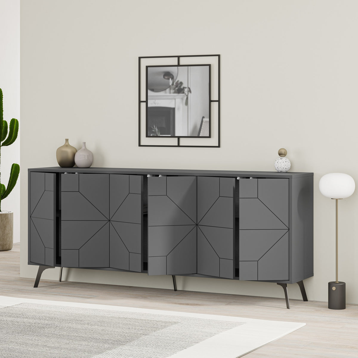 Κονσόλα Antiparos Με Soft-Close Ανθρακί 183.8x35x77.4 εκ. Μελαμίνης