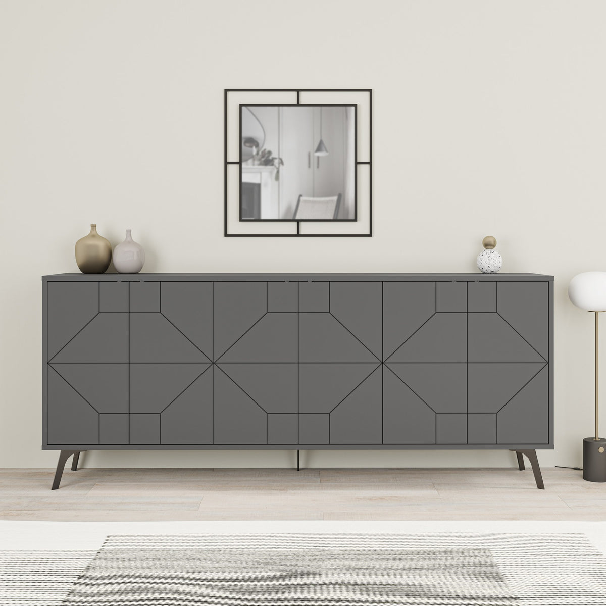 Κονσόλα Antiparos Με Soft-Close Ανθρακί 183.8x35x77.4 εκ. Μελαμίνης