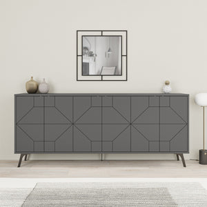 Κονσόλα Antiparos Με Soft-Close Ανθρακί 183.8x35x77.4 εκ. Μελαμίνης
