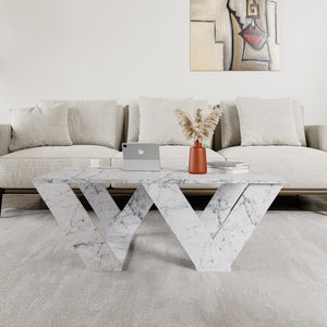 Τραπεζάκι Σαλονιού Argithea Μάρμαρο Carrara 110x60x40 εκ. Μελαμίνης