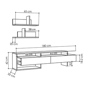 Σύνθεση Τηλεόρασης Argaka Ανθρακί 180x32x42 εκ. Μελαμίνης