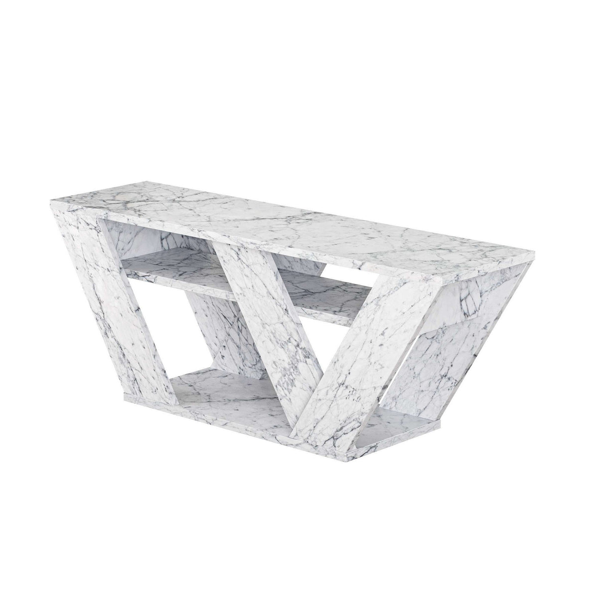 Έπιπλο Τηλεόρασης Asfendiou Μάρμαρο Carrara 110x30x40 εκ. Μελαμίνης