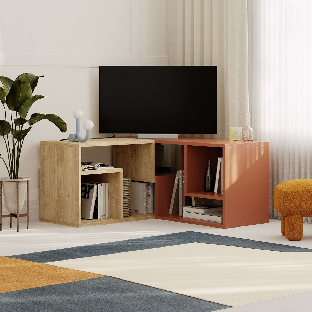 Έπιπλο Τηλεόρασης Mouros Δρυς Sapphire - Κανελί 145x35x44.8 εκ. Μελαμίνης