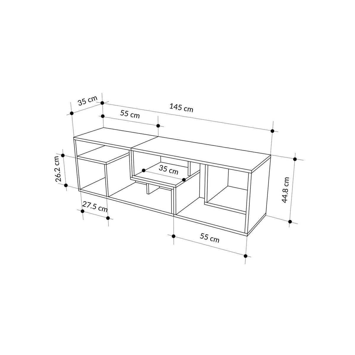 Έπιπλο Τηλεόρασης Mouros Δρυς Sapphire - Κανελί 145x35x44.8 εκ. Μελαμίνης