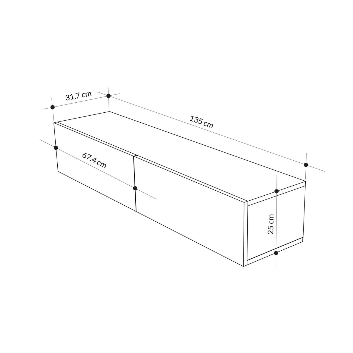 Έπιπλο Τηλεόρασης Pomos Δρυς Sapphire - Λευκό 135x31.7x25 εκ. Μελαμίνης