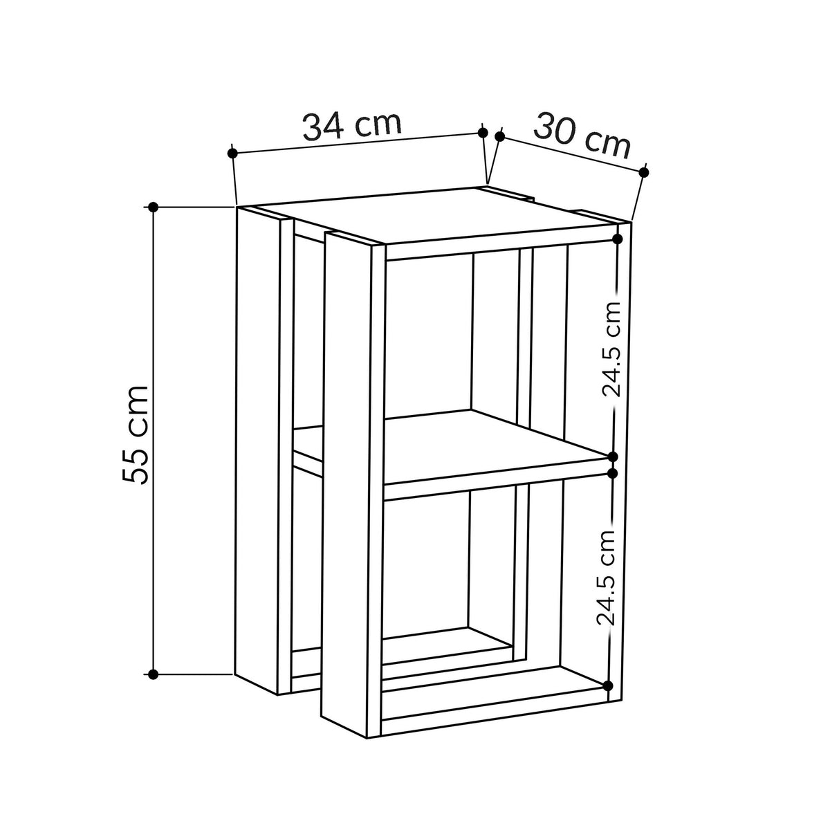 Κομοδίνο Avgeniki Λευκό 30x30x55 εκ. Μελαμίνης