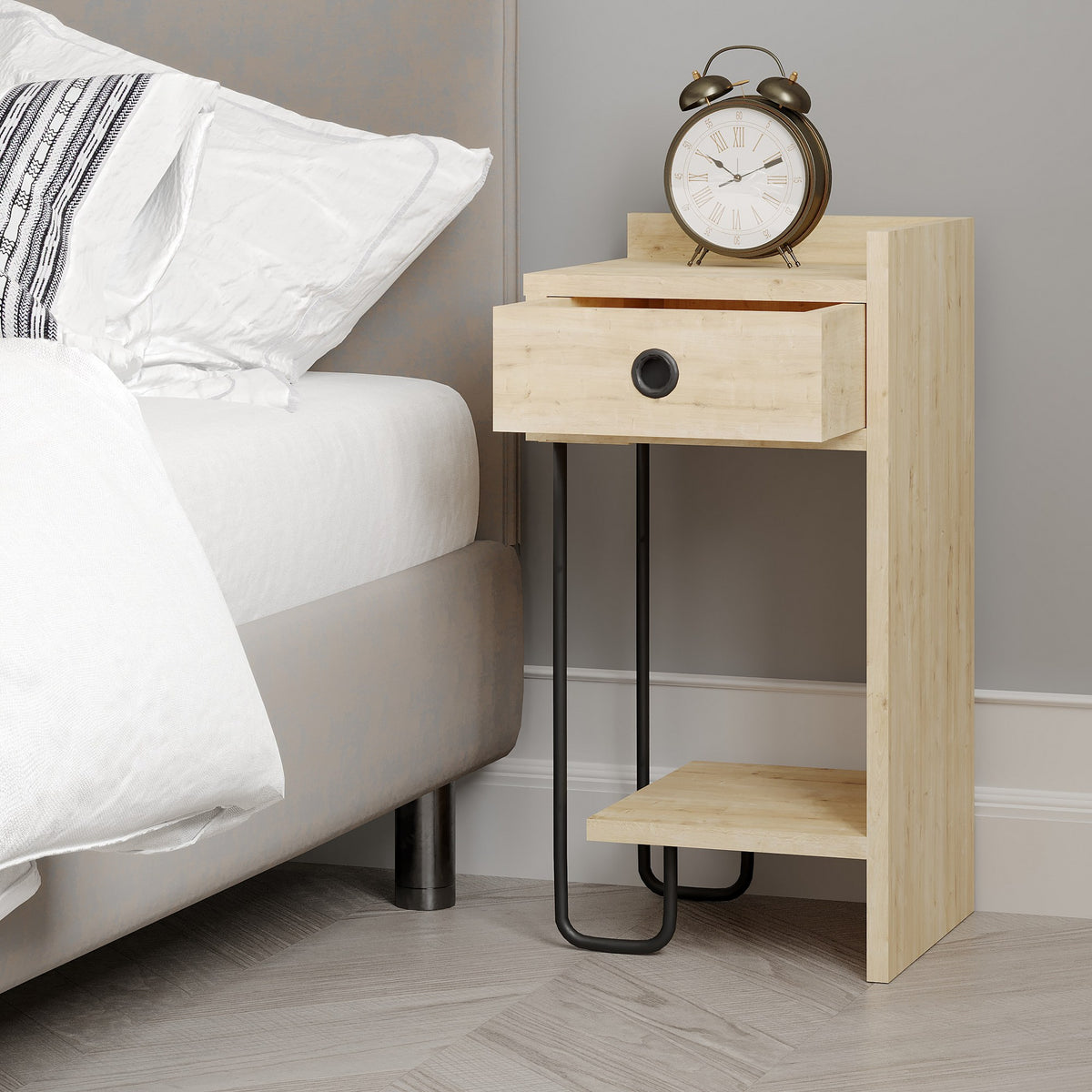 Κομοδίνο Erateini Δεξί Δρυς 32x30x61 εκ. Μελαμίνης