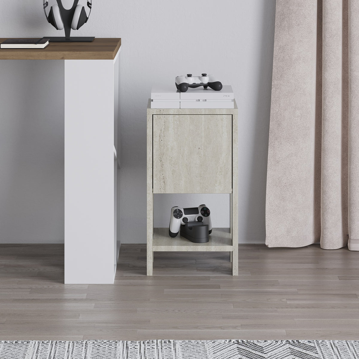 Κομοδίνο Epanomi Travertine 30x30x55 εκ. Μελαμίνης