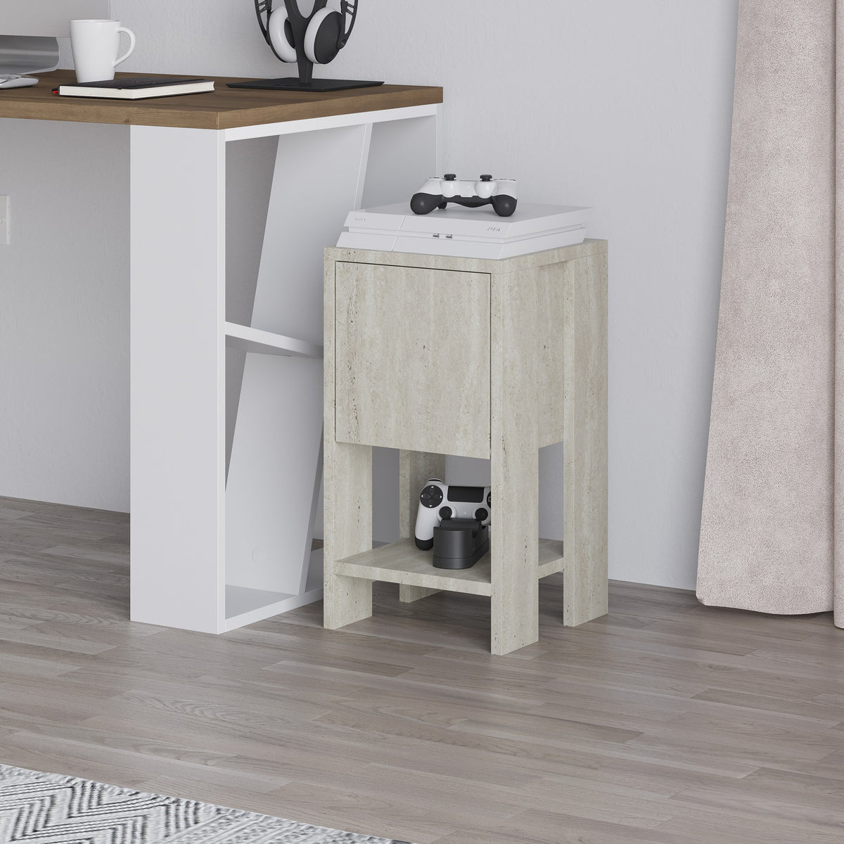 Κομοδίνο Epanomi Travertine 30x30x55 εκ. Μελαμίνης