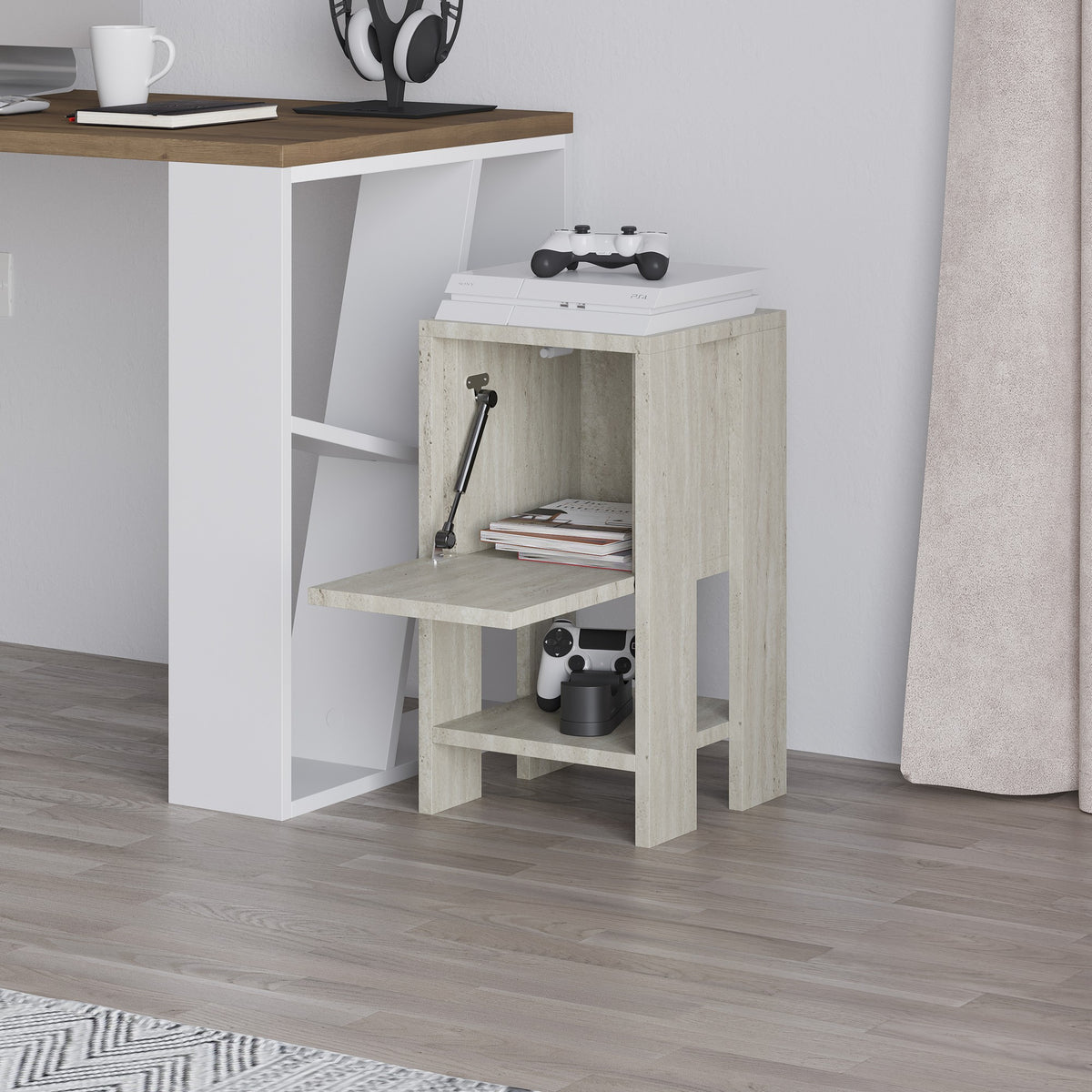Κομοδίνο Epanomi Travertine 30x30x55 εκ. Μελαμίνης