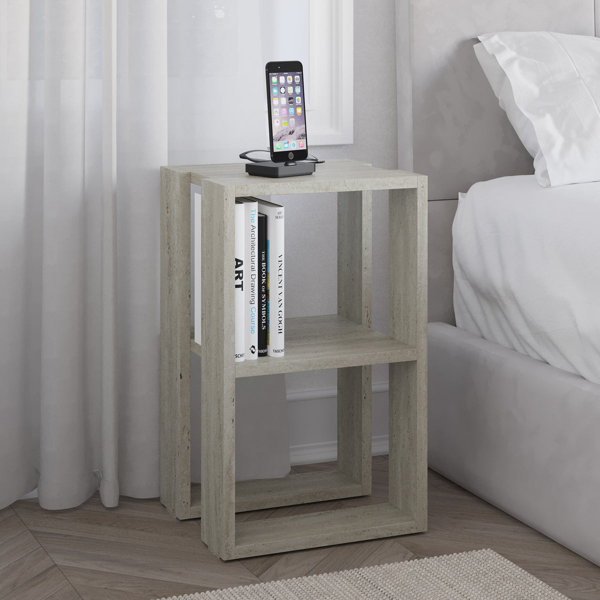 Κομοδίνο Avgeniki Travertine 30x30x55 εκ. Μελαμίνης