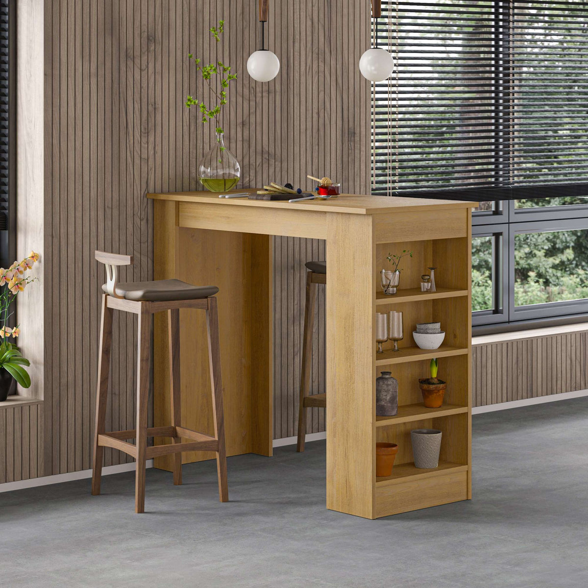 Τραπέζι Μπαρ Mesongi Δρυς Sapphire 117x54x101.8 εκ. Μελαμίνης - Pakobazaar