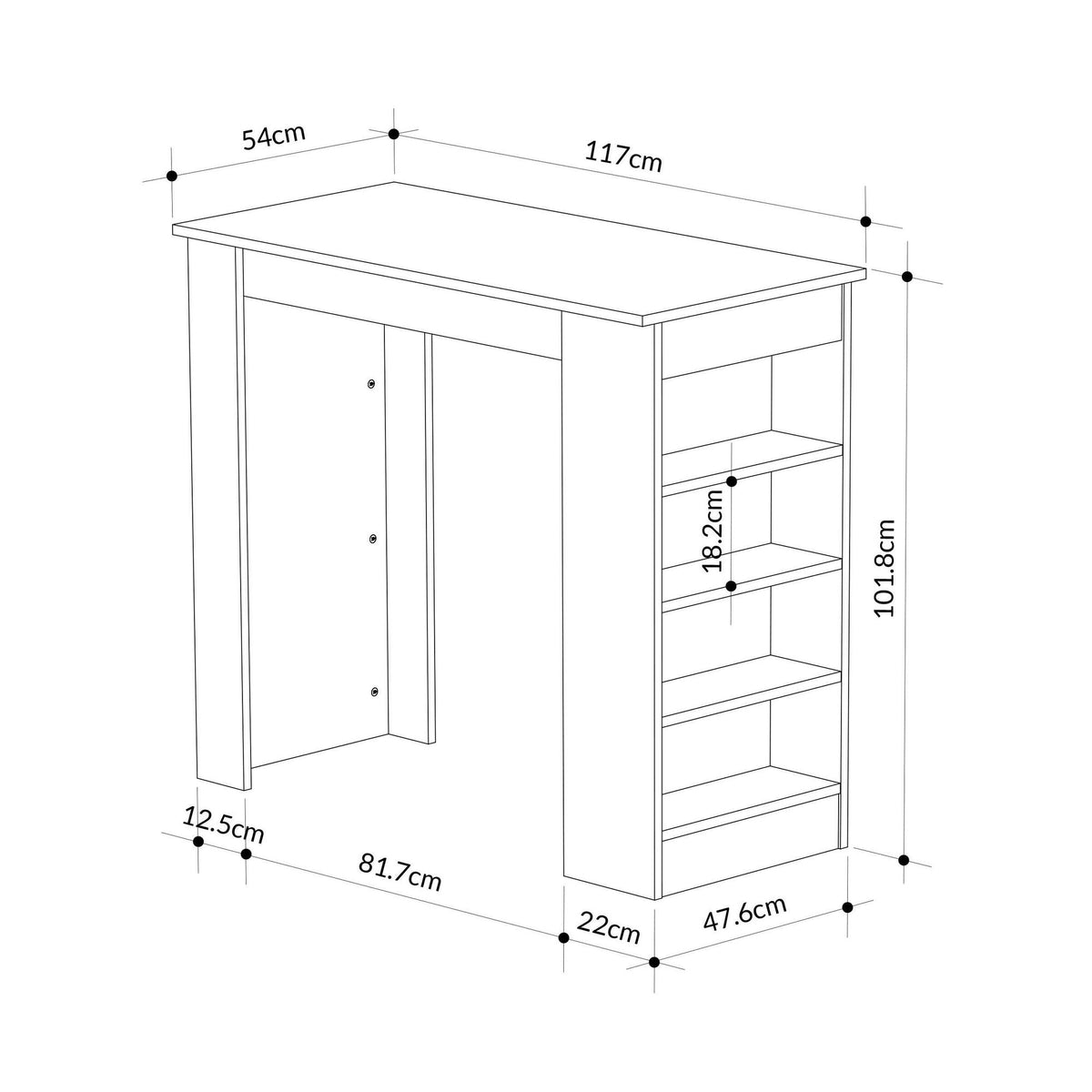 Τραπέζι Μπαρ Mesongi Δρυς Sapphire 117x54x101.8 εκ. Μελαμίνης - Pakobazaar