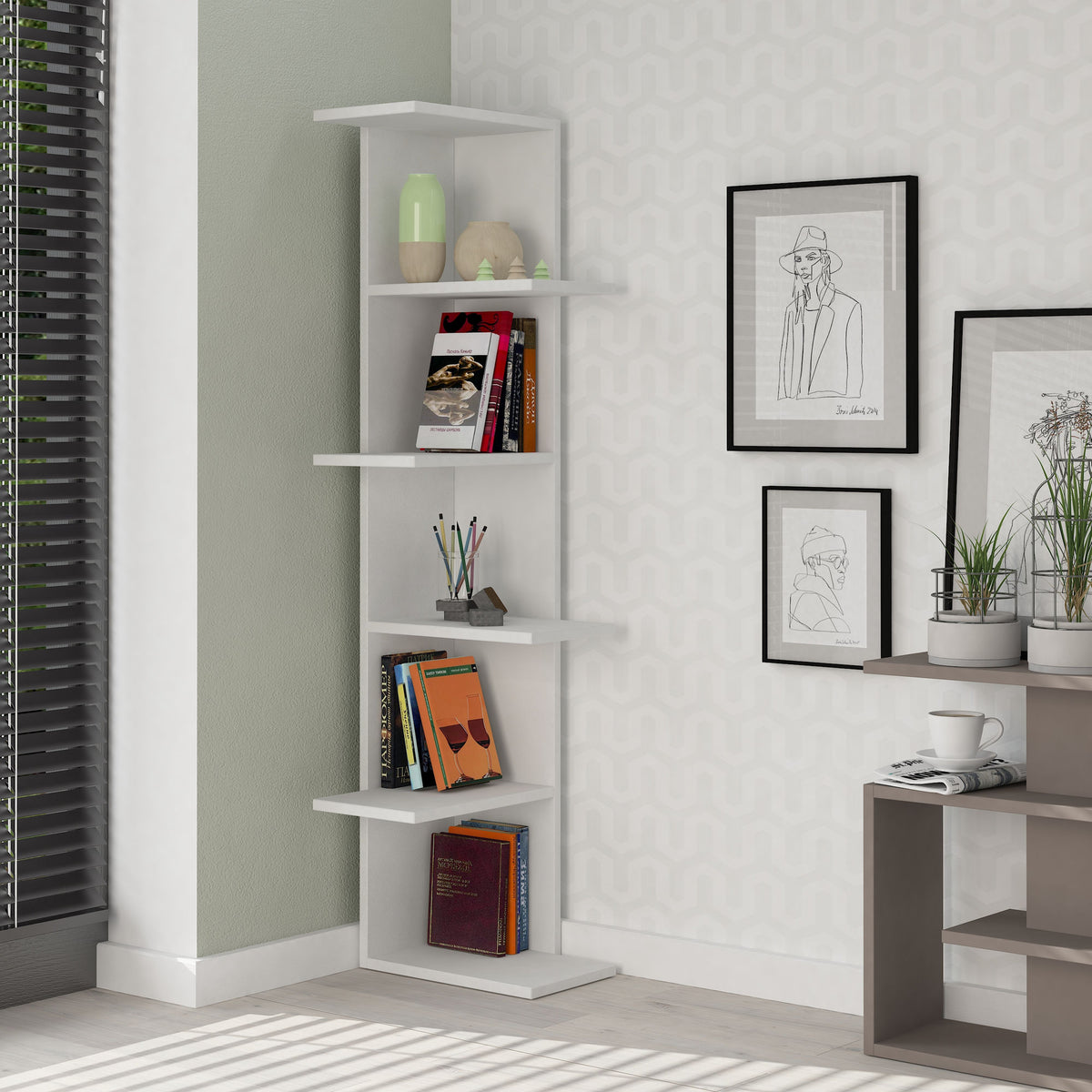 Βιβλιοθήκη Axos Λευκό 37x24x141 εκ. Μελαμίνης
