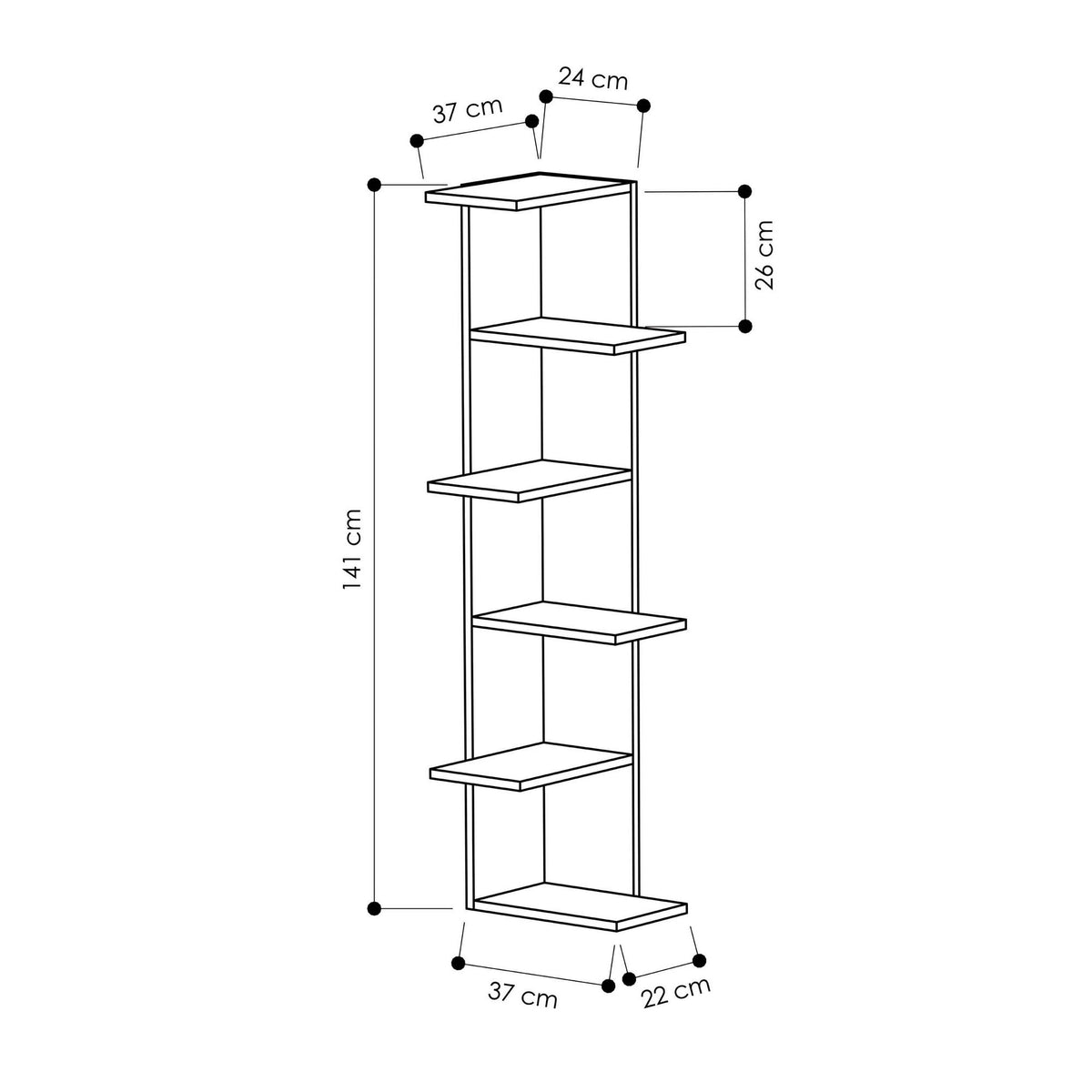 Βιβλιοθήκη Axos Λευκό 37x24x141 εκ. Μελαμίνης