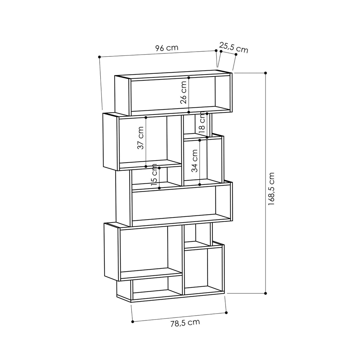 Βιβλιοθήκη Driopis Δρυς Sonoma 96x25.5x168.5 εκ. Μελαμίνης
