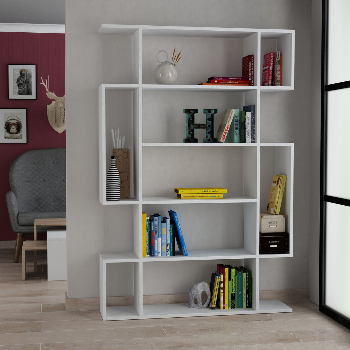 Βιβλιοθήκη Kannela Λευκό 110x25.5x161 εκ. Μελαμίνης