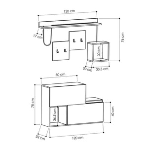Έπιπλο Εισόδου Levrossos Ανθρακί - Δρυς 120x40x78 εκ. Μελαμίνης