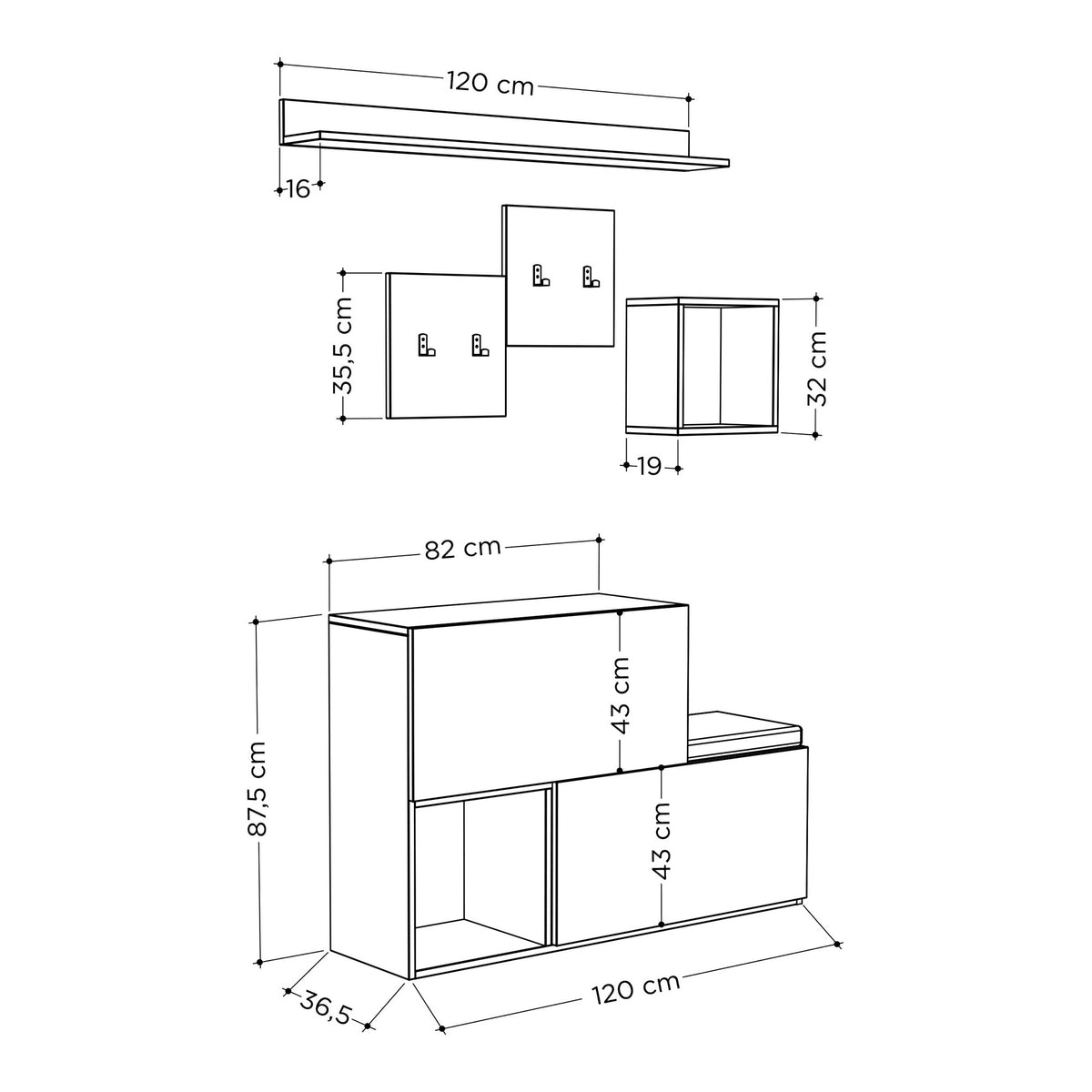 Έπιπλο Εισόδου Levrossos Λευκό 120x40x78 εκ. Μελαμίνης