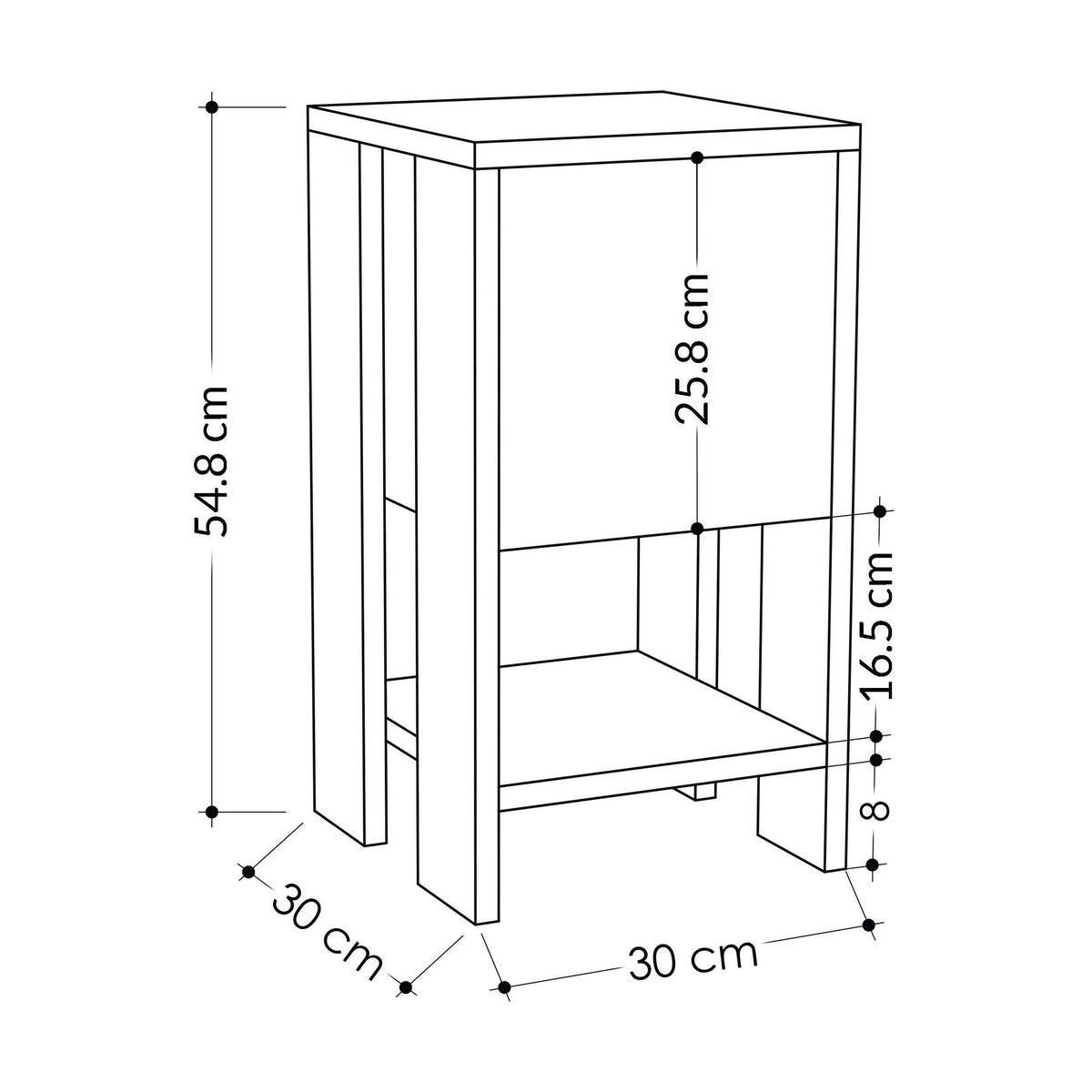 Κομοδίνο Epanomi Δρυς Sapphire - Λευκό 30x30x55 εκ. Μελαμίνης