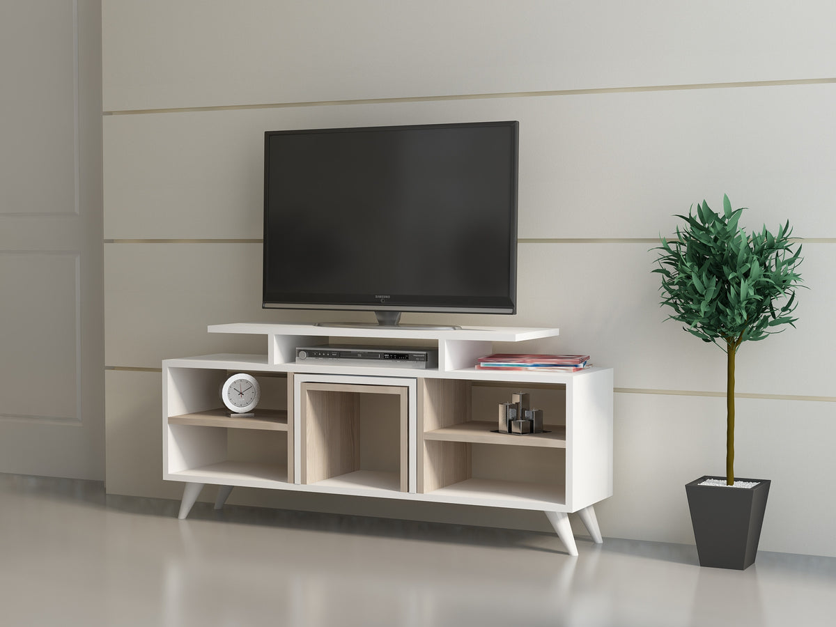 Σύνθεση Τηλεόρασης Troizina Λευκό - Cordoba 120x29.5x56.9 εκ. Μελαμίνης