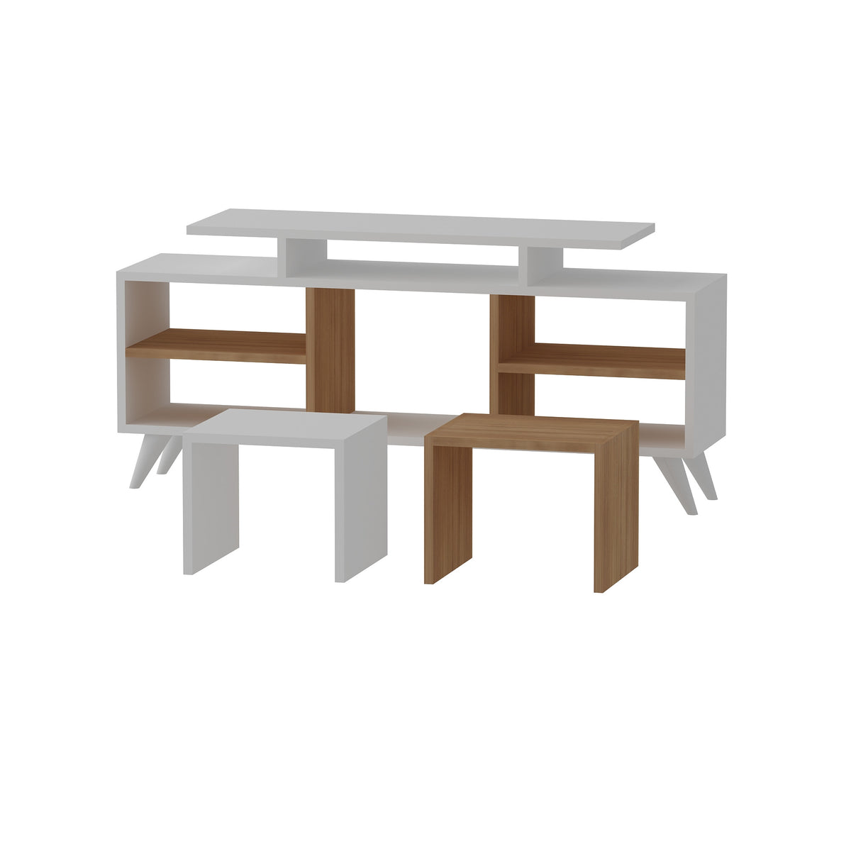 Σύνθεση Τηλεόρασης Troizina Λευκό - Teak 120x29.5x56.9 εκ. Μελαμίνης