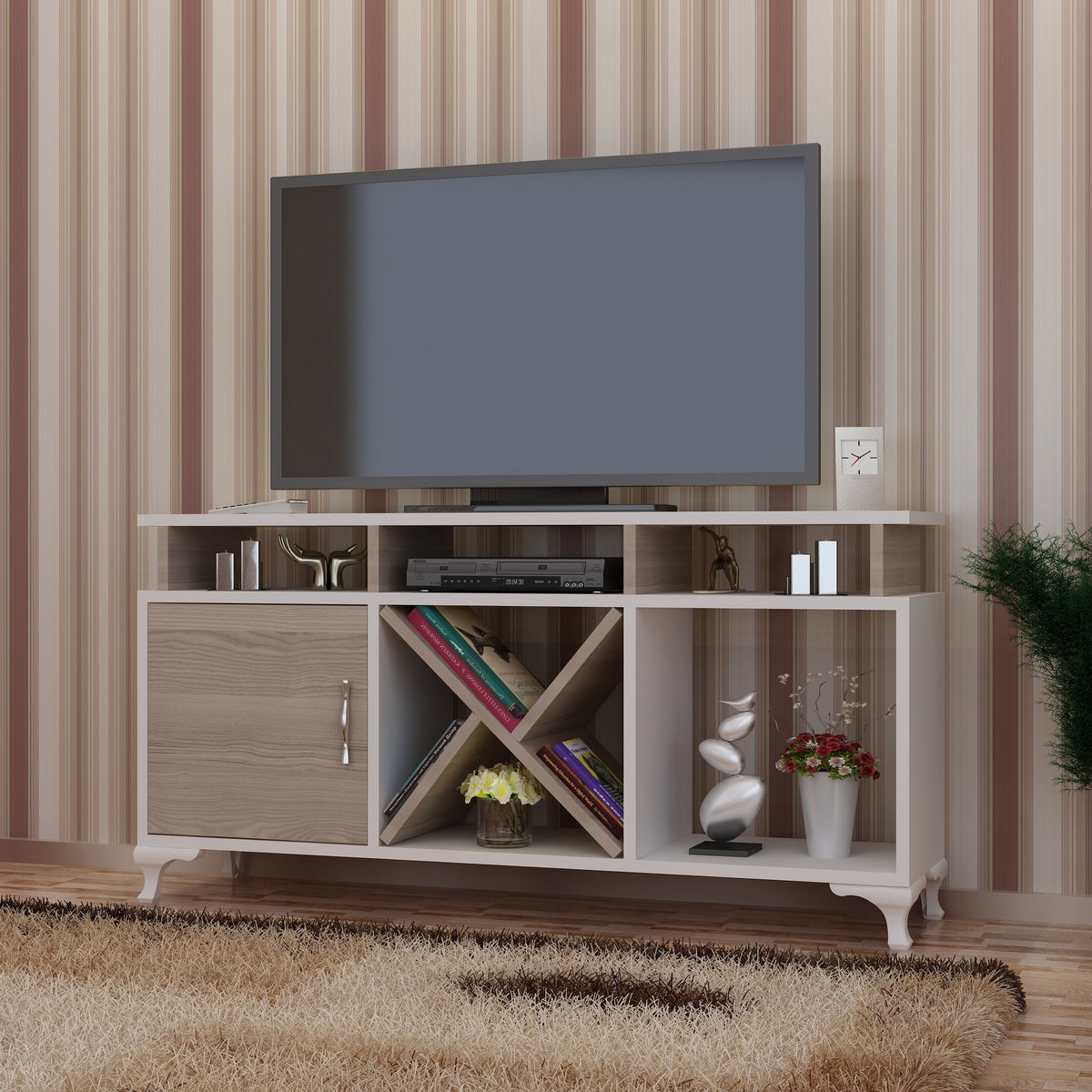 Έπιπλο Τηλεόρασης Megalo Λευκό - Cordoba 120x29.5x53.6 εκ. Μελαμίνης