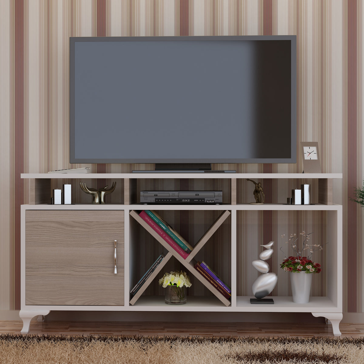 Έπιπλο Τηλεόρασης Megalo Λευκό - Cordoba 120x29.5x53.6 εκ. Μελαμίνης