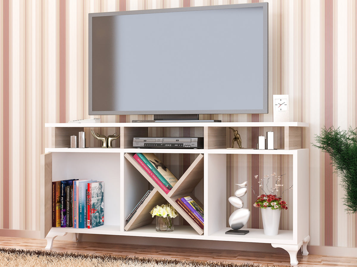 Έπιπλο Τηλεόρασης Megalo Λευκό - Cordoba 120x29.5x53.6 εκ. Μελαμίνης