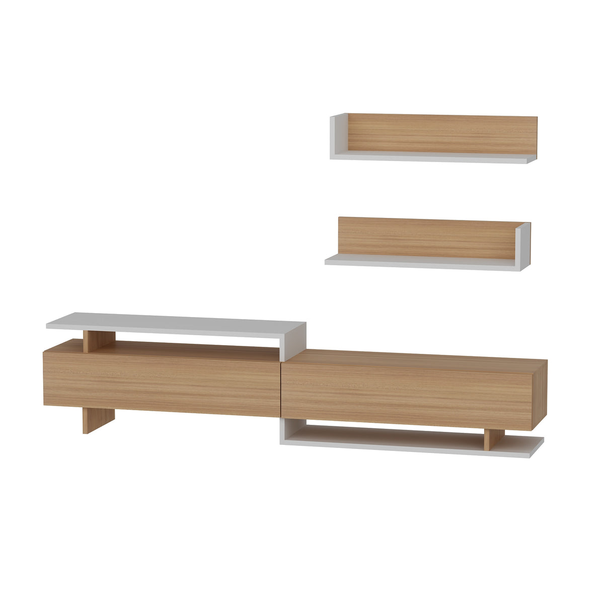 Σύνθεση Τηλεόρασης Ochthia Teak - Λευκό 180x37.4x40 εκ. Μελαμίνης